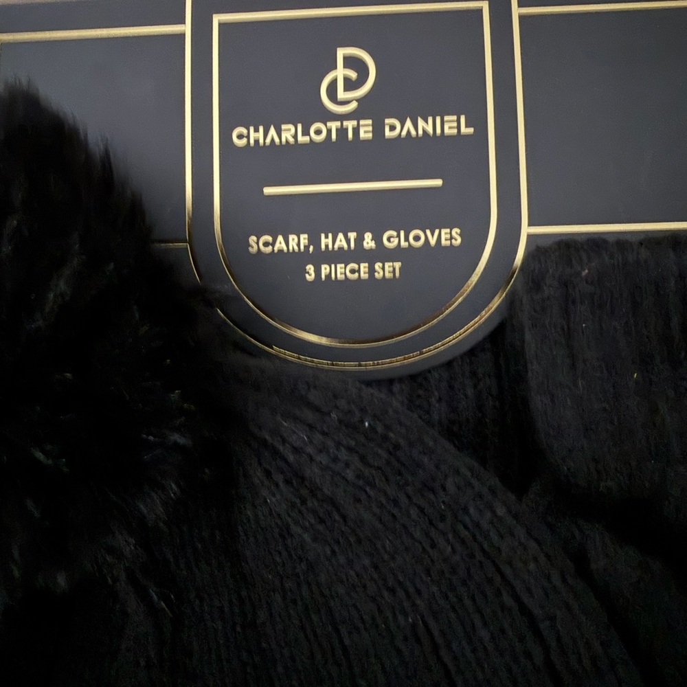 Black Knit Hat, scarf and Gloves Set - Picture 2 of 2